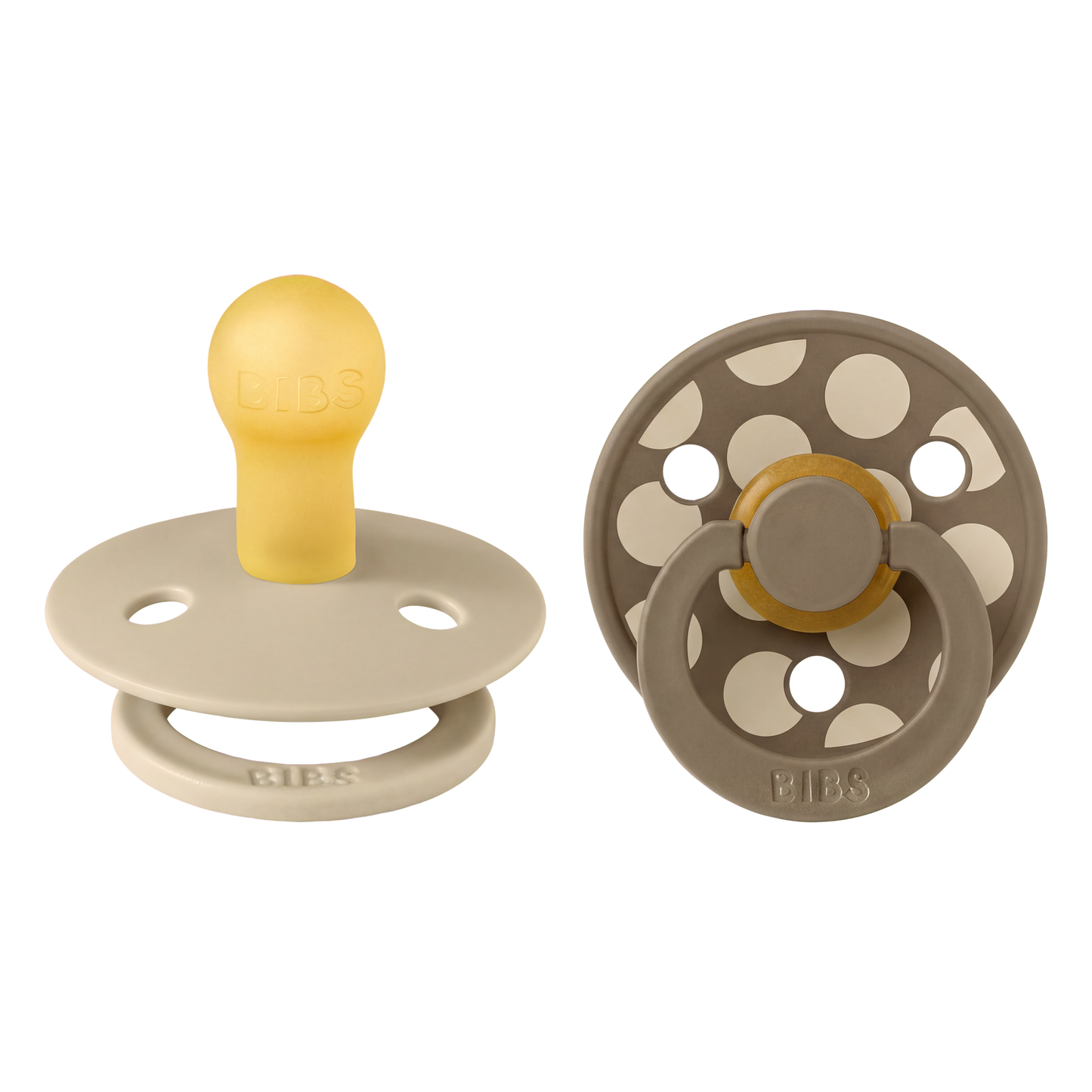 BIBS Studio - Okrogla duda Colour, lateks - Polka Vanilla/Dark Oak
