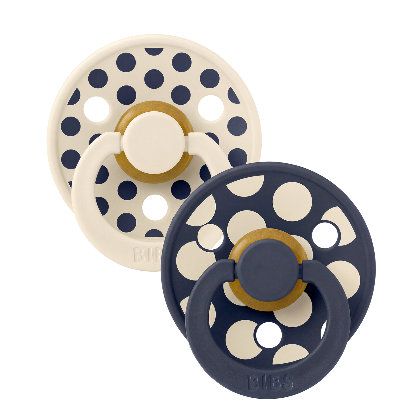 BIBS Studio - Okrogla duda Colour, lateks - Polka Ivory/Deep Space