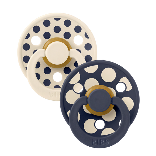 BIBS Studio - Okrogla duda Colour, lateks - Polka Ivory/Deep Space