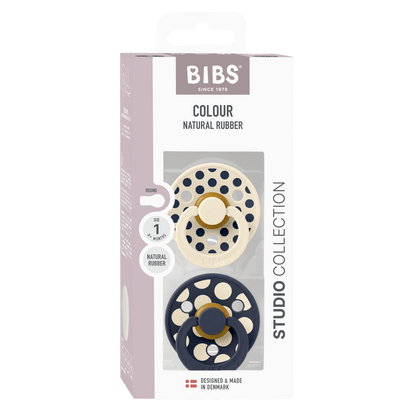 BIBS Studio - Okrogla duda Colour, lateks - Polka Ivory/Deep Space