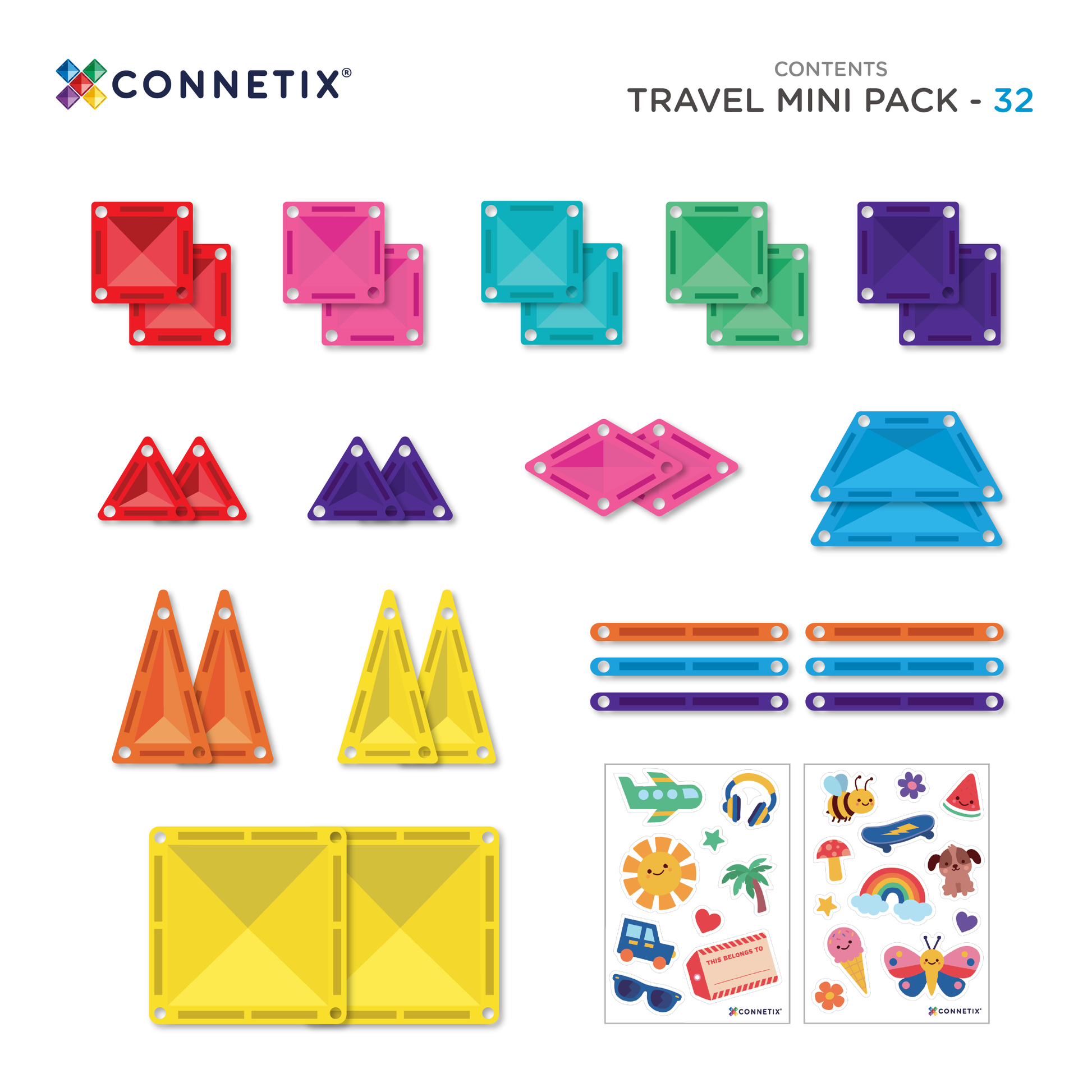 Connetix - Magnetne ploščice - Travel Mini Pack (32 kosov)