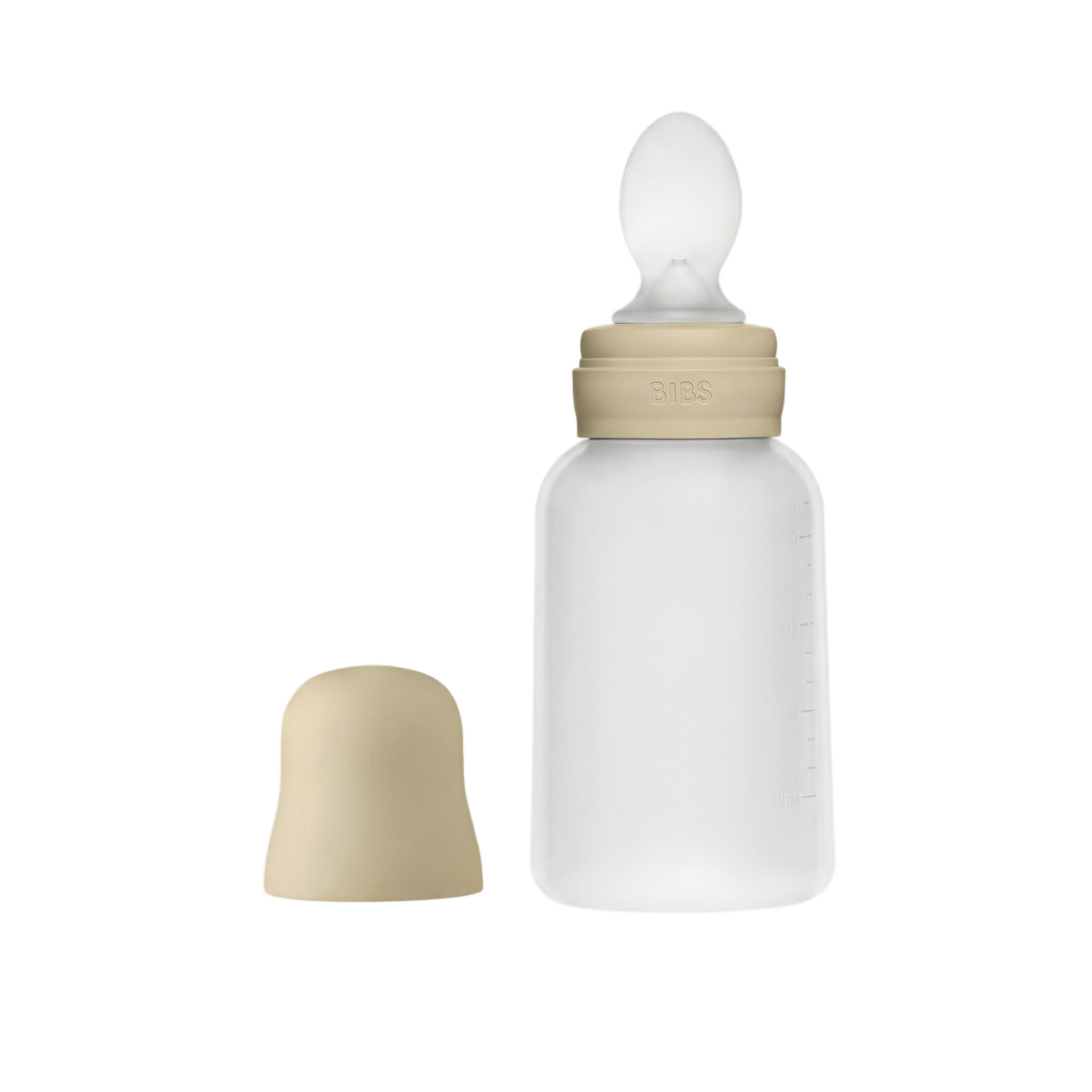 BIBS - Stisljiva steklenička z žličko za hranjenje - Vanilla