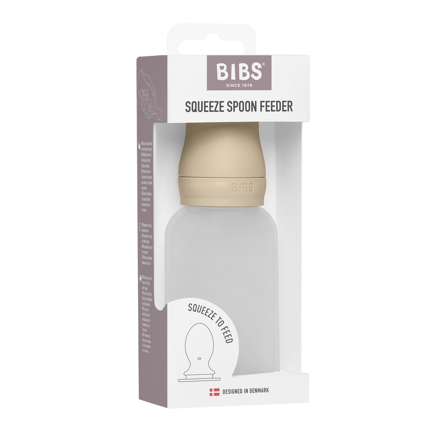BIBS - Stisljiva steklenička z žličko za hranjenje - Vanilla