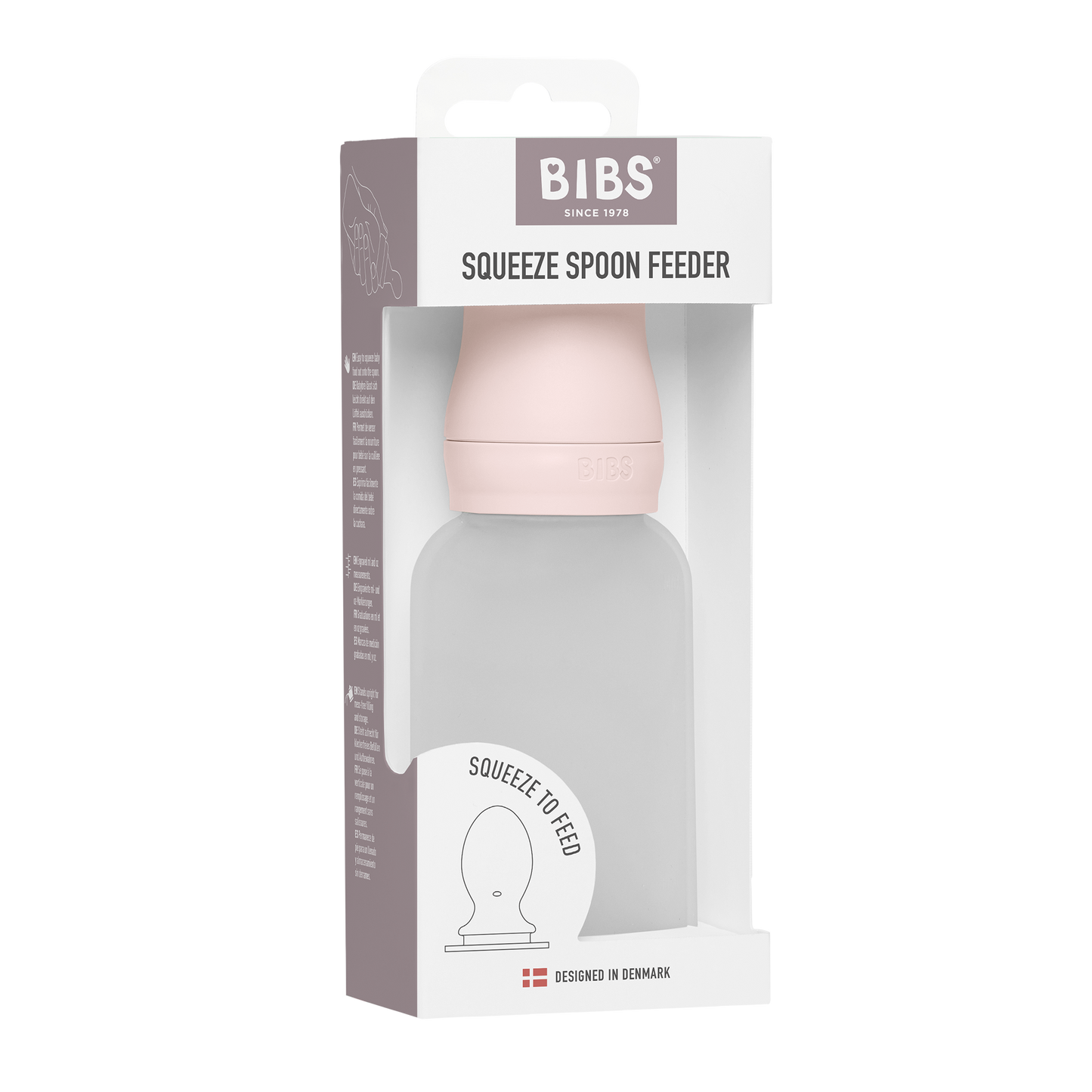 BIBS - Stisljiva steklenička z žličko za hranjenje - Petal