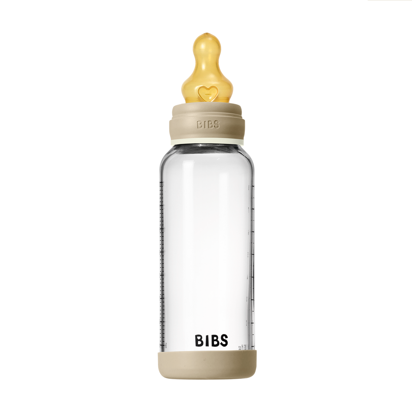 BIBS - Otroška steklena steklenička nočna 240 ml, lateks - Vanilla Glow (srednji pretok)