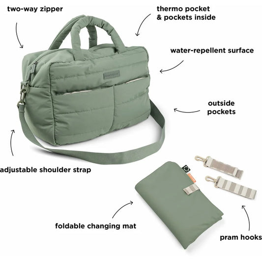 Done by Deer - Previjalna torba - Quilted Green