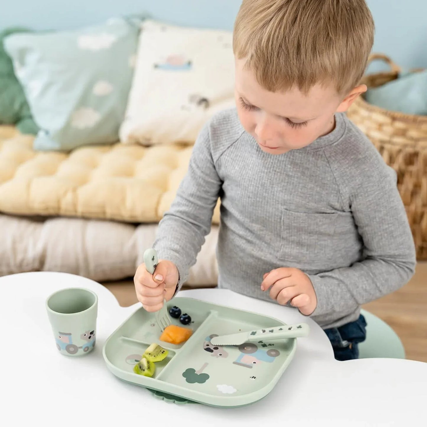 Done by Deer - Prvi jedilni set Foodie Tiny Farm - Green