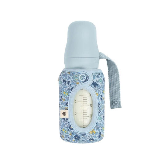 BIBS x Liberty - Ovitek za majhno otroško stekleno stekleničko - Chamomile Lawn Baby Blue 110ml