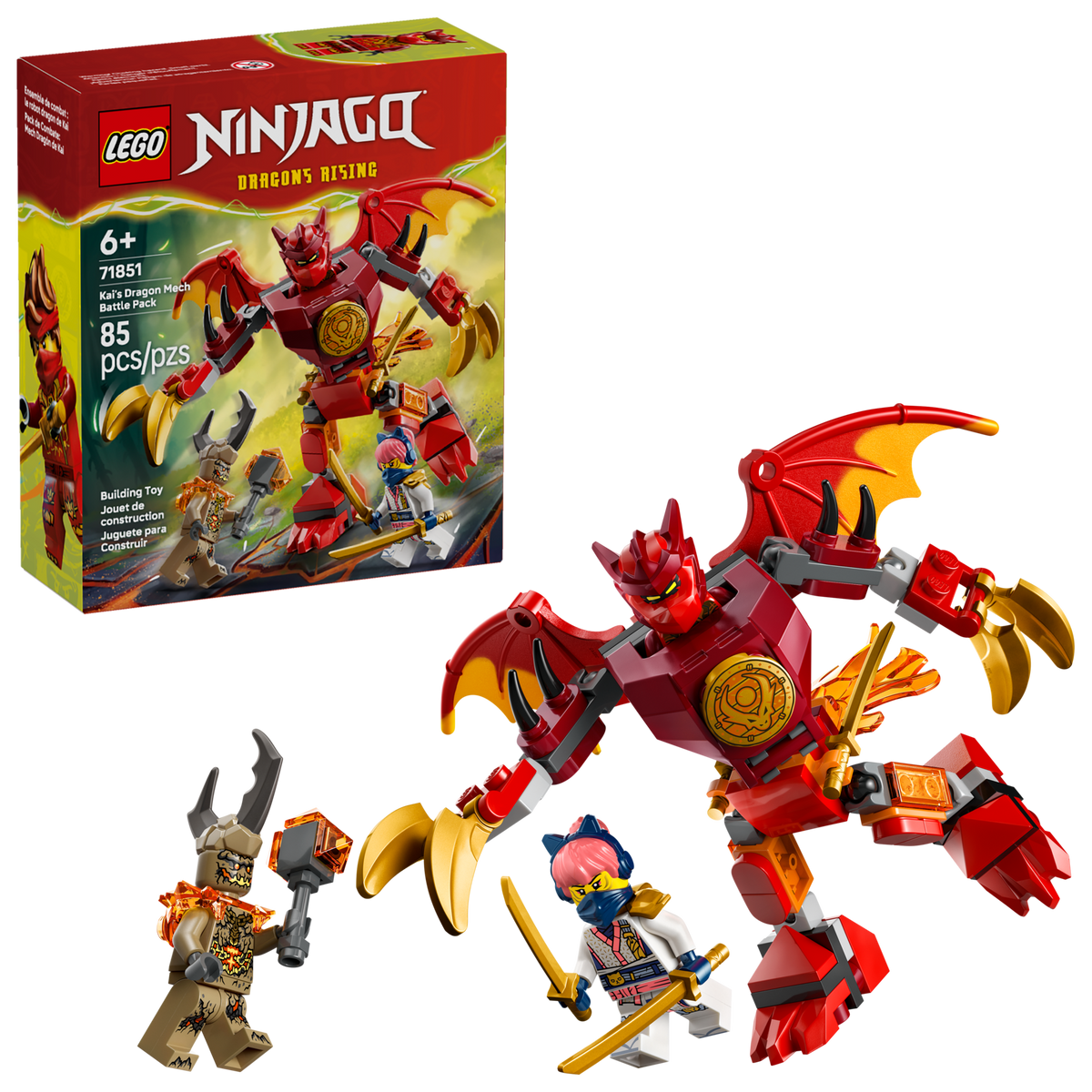 Lego Ninjago - Kaijev bojni paket z zmajskim robotskim oklepom (71851) - embalaza