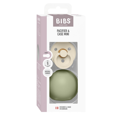 BIBS - Okrogla duda Colour in MINI škatlica za dudo - Ivory/Sage