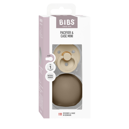 BIBS - Okrogla duda Colour in MINI škatlica za dudo - Vanilla/Oak