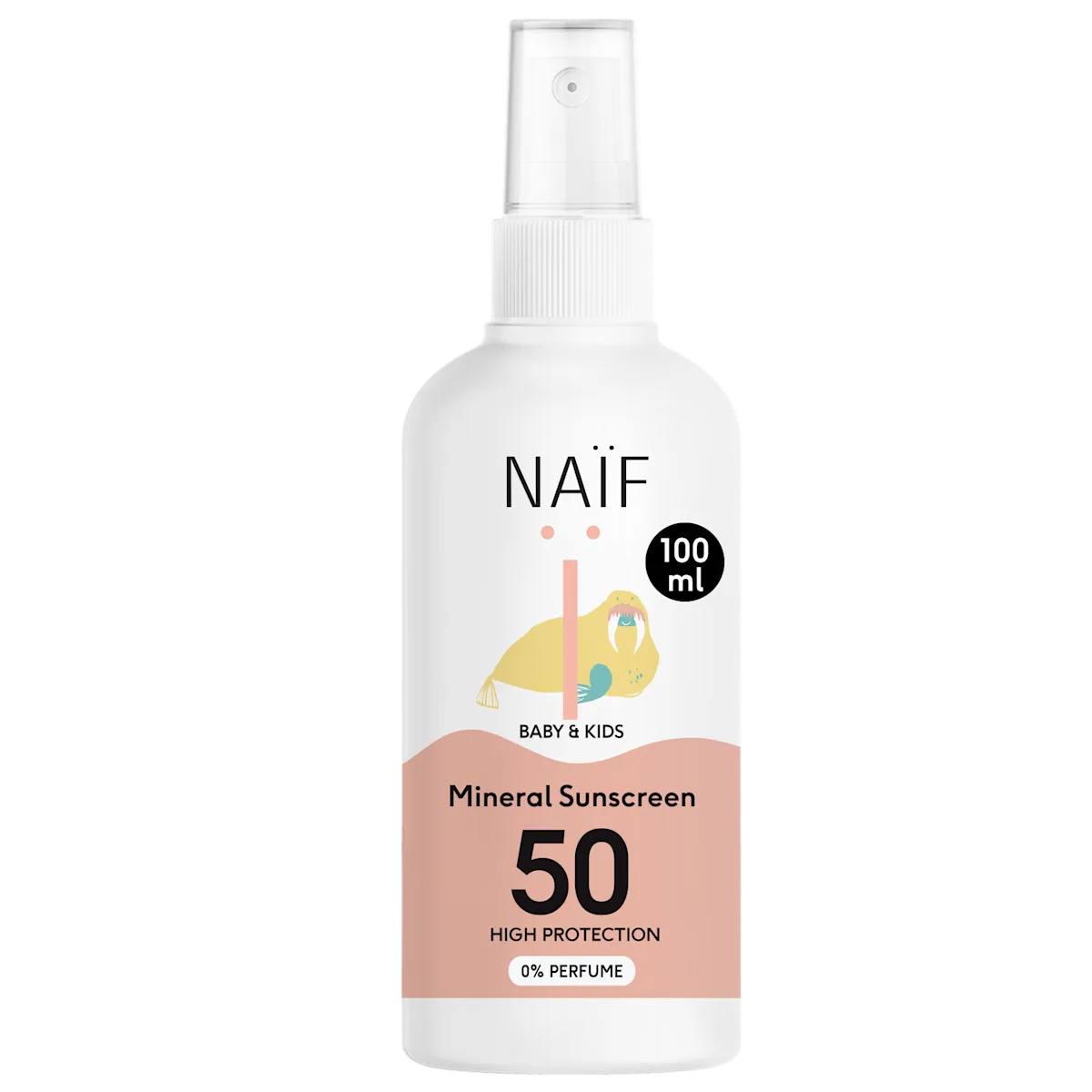 Naif - Sončna krema za dojenčke in otroke brez parfumov v razpršilu ZF 50 (100ml)