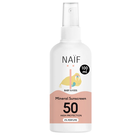 Naif - Sončna krema za dojenčke in otroke brez parfumov v razpršilu ZF 50 (100ml)