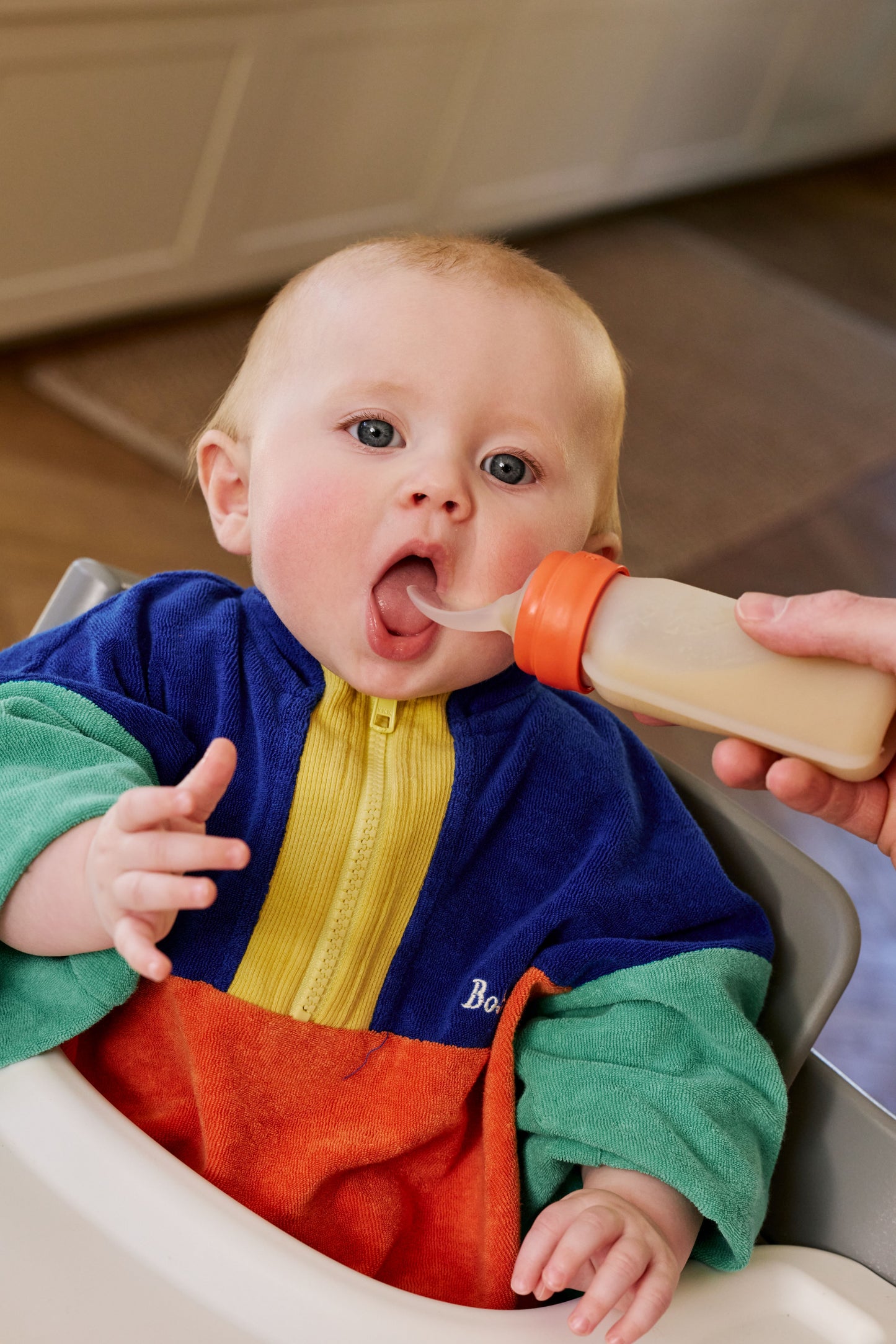 BIBS - Stisljiva steklenička z žličko za hranjenje - Vanilla
