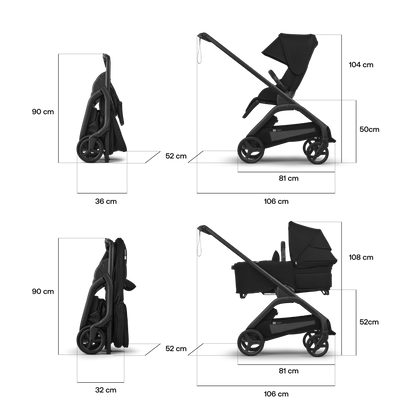 Bugaboo - Otroški voziček Dragonfly Plus - Heritage Black (2v1)