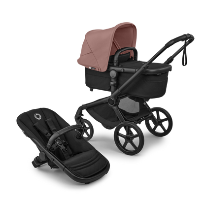 Bugaboo - Otroški voziček Fox 5 Renew Black/Heritage Black - Dusty Pink (2v1) - K14749 Luxbaby