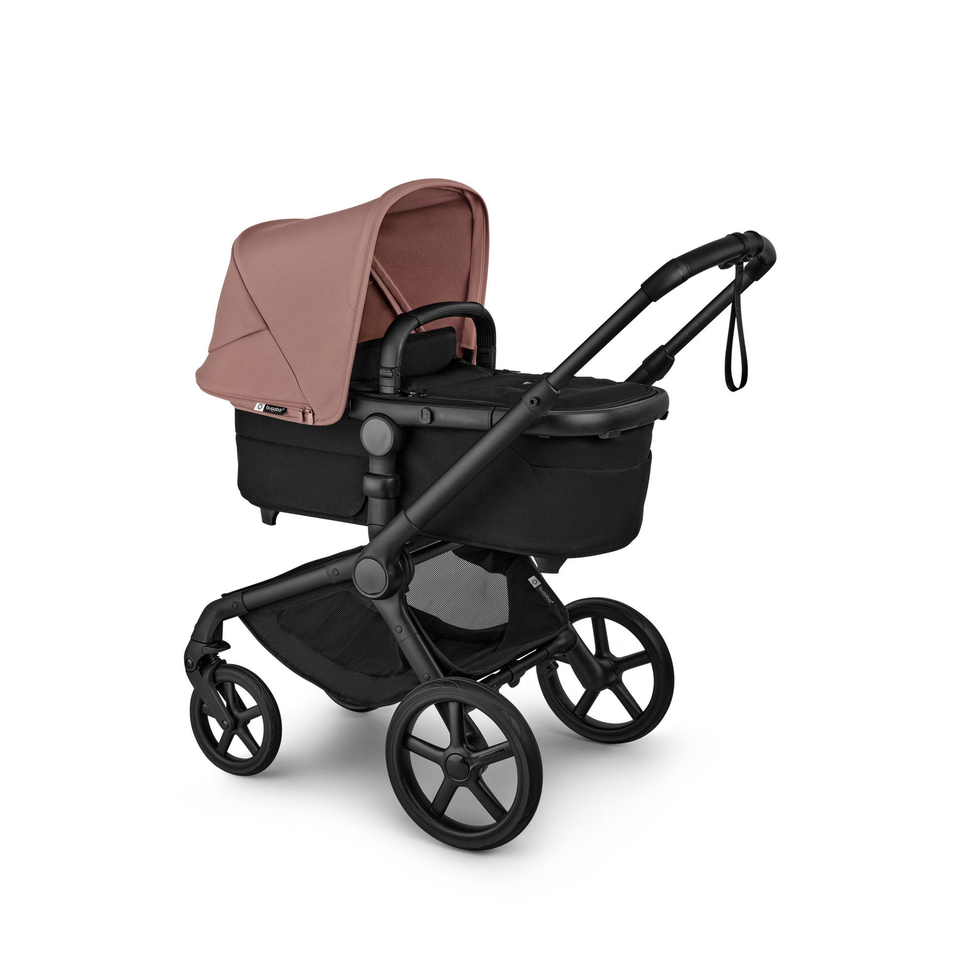 Bugaboo - Otroški voziček Fox 5 Renew Black/Heritage Black - Dusty Pink (2v1) - K14749 Luxbaby