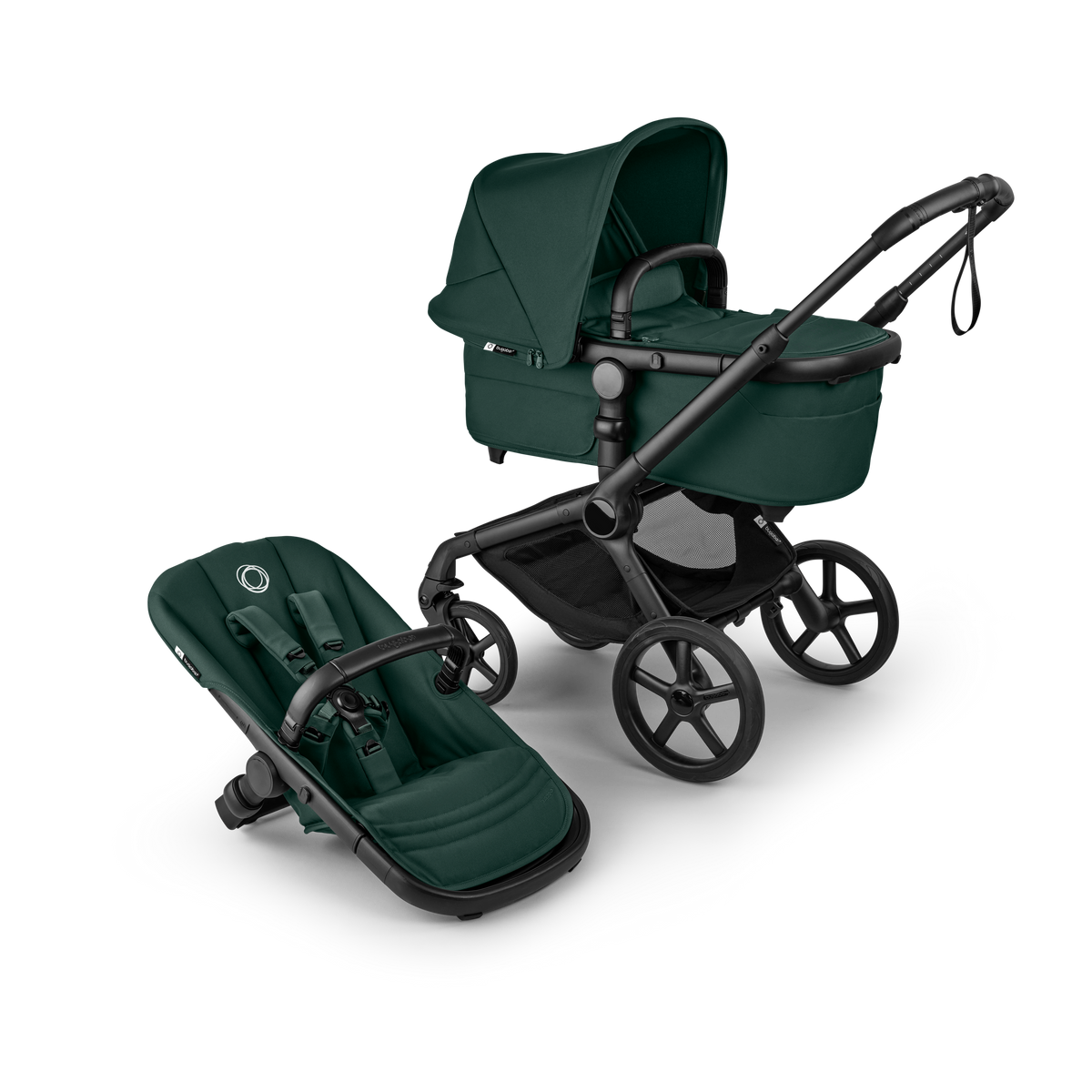 Bugaboo - Otroški voziček Fox 5 Renew Black/Fern Green - Fern Green (2v1)