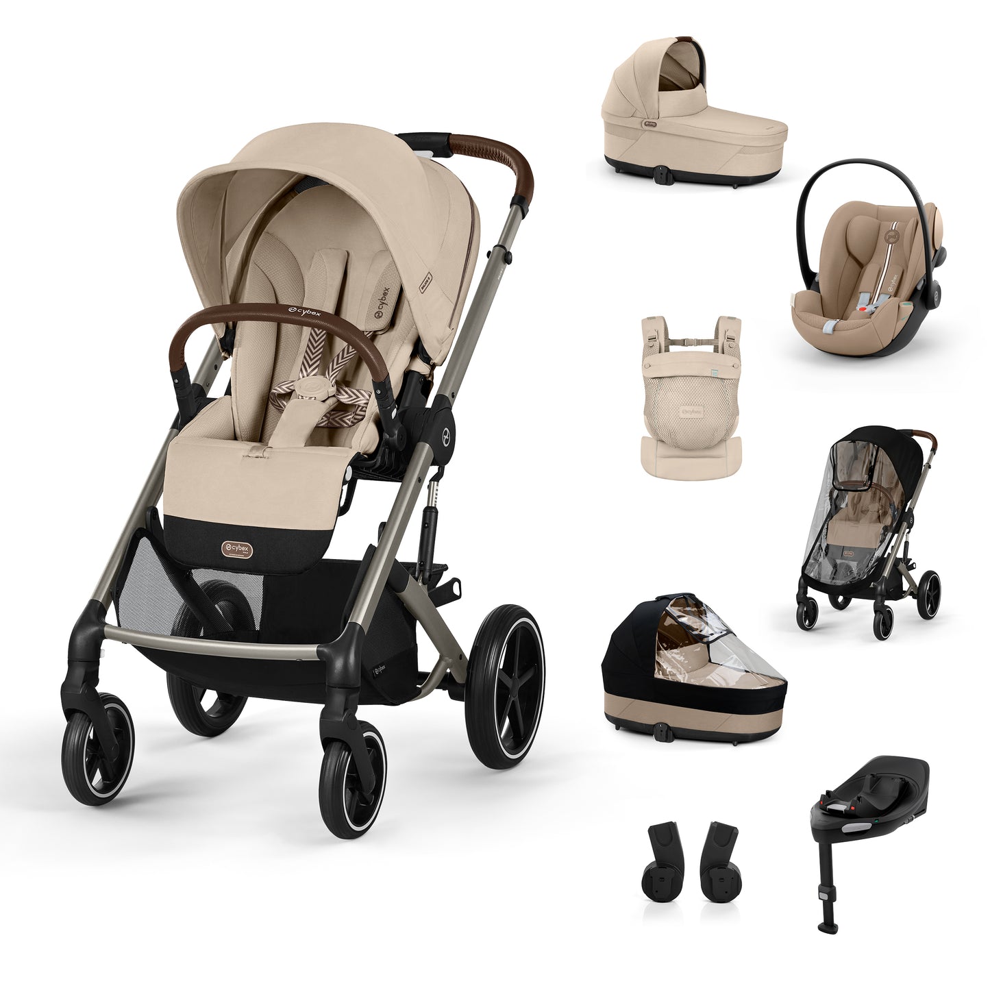 Cybex - Otroški voziček Balios S Lux - Almond Beige (4v1) + nosilka Amya in dežna zaščita