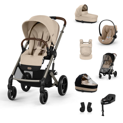 Cybex - Otroški voziček Balios S Lux - Almond Beige (4v1) + nosilka Amya in dežna zaščita