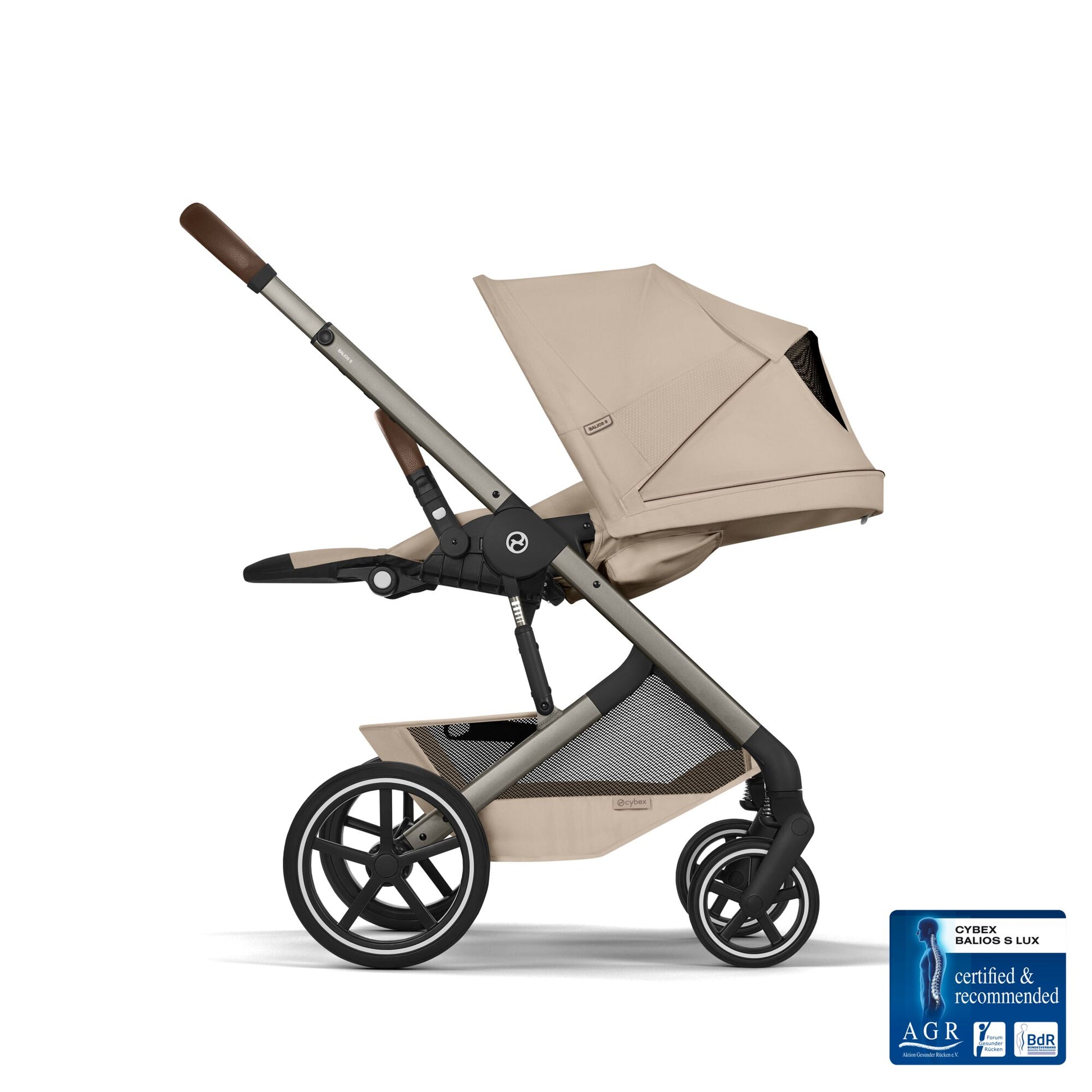 Cybex - Otroški voziček Balios S Lux z zložljivo košaro - Almond Beige (2v1)