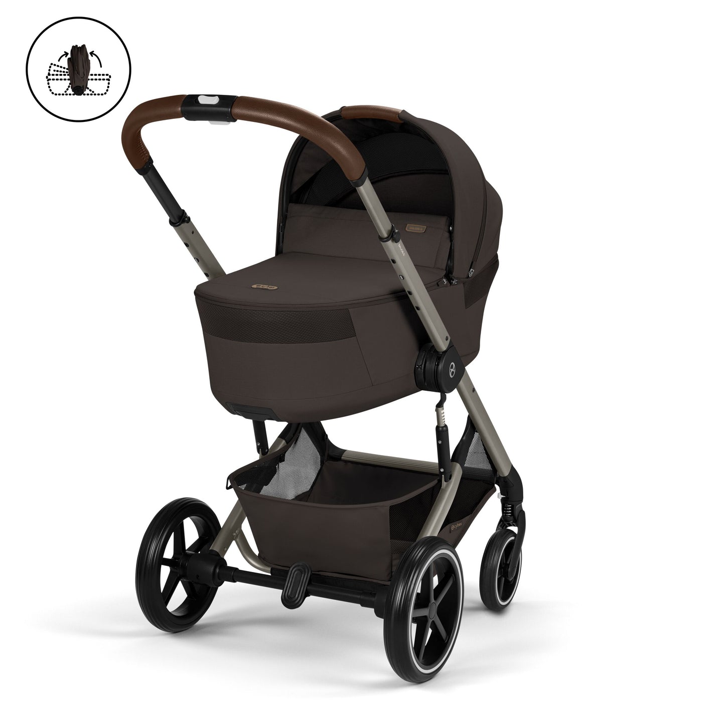 Cybex - Otroški voziček Balios S Lux z zložljivo košaro - Chocolate Brown (2v1)