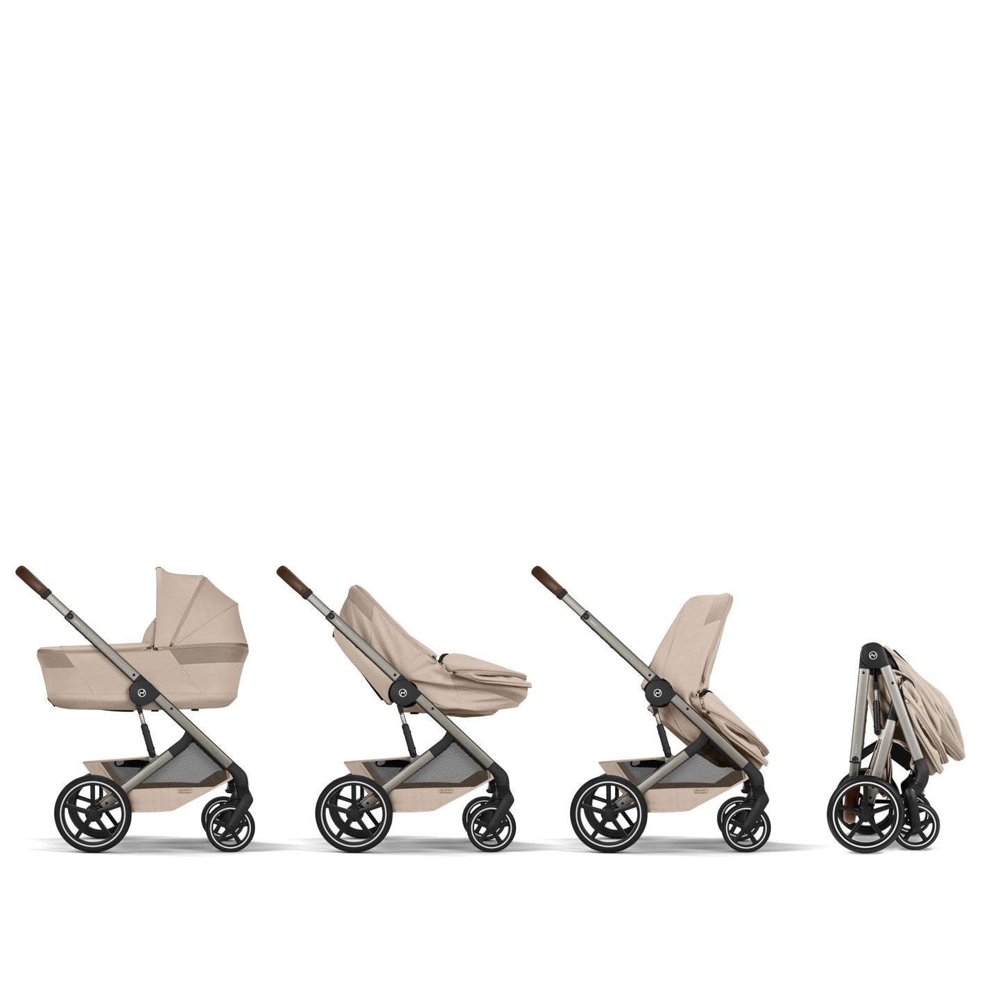 Cybex - Otroški voziček Balios S Lux z zložljivo košaro - Almond Beige (2v1)