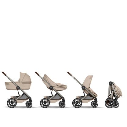 Cybex - Otroški voziček Balios S Lux z zložljivo košaro - Almond Beige (2v1)