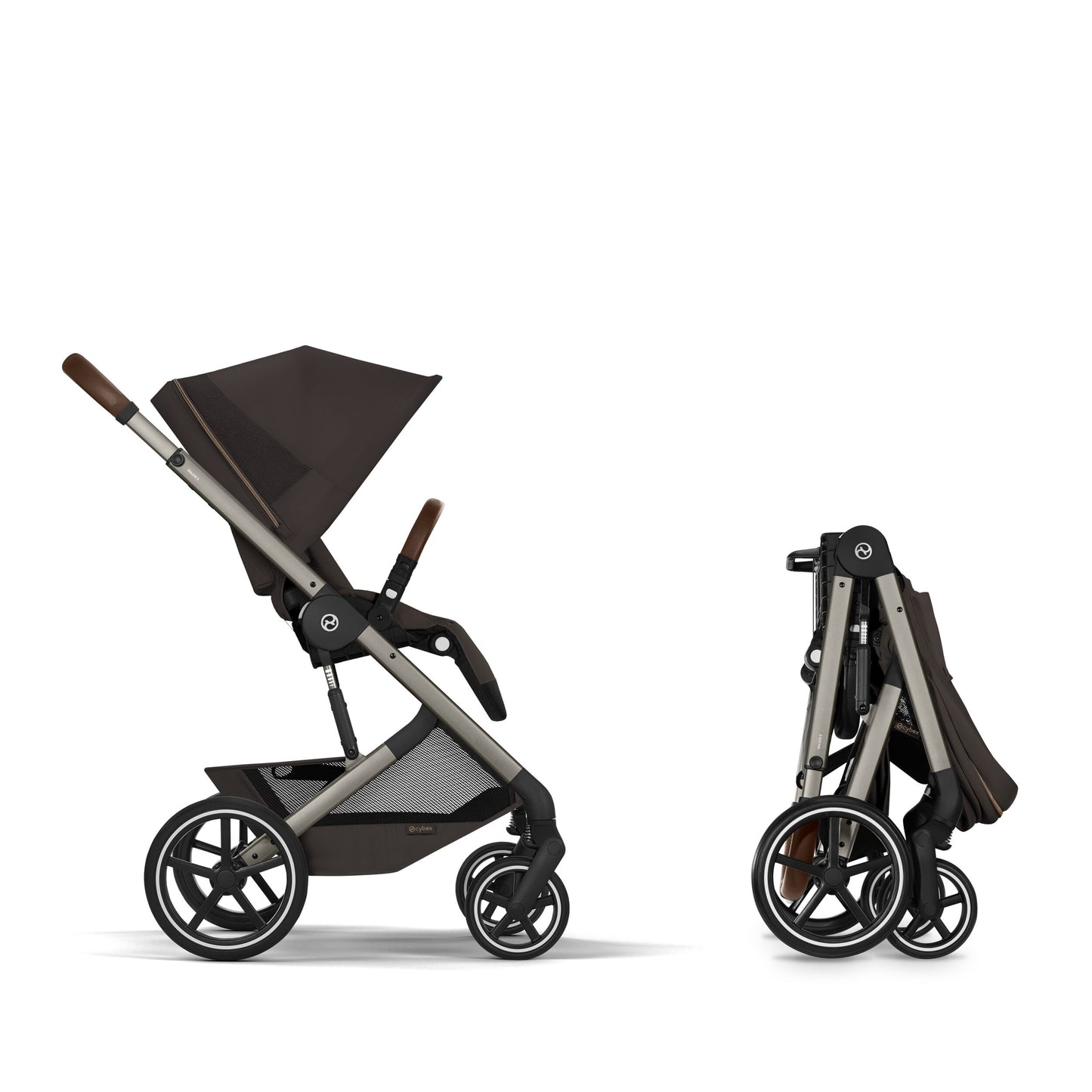 Cybex - Otroški voziček Balios S Lux z zložljivo košaro - Chocolate Brown (2v1)