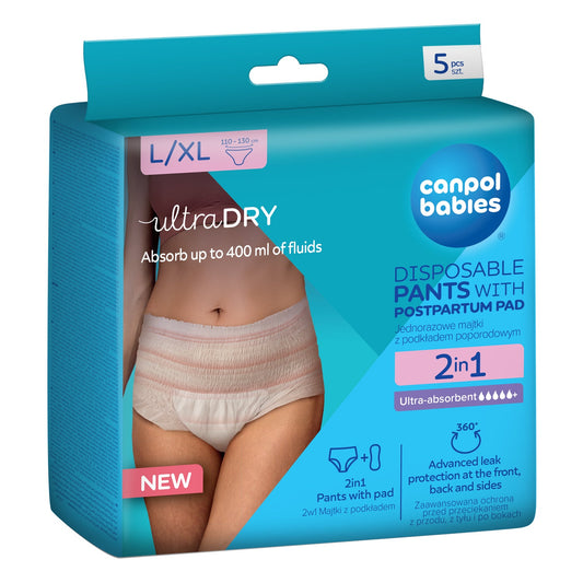 Canpol Babies - 2v1 ultra vpojne poporodne hlačke z vložkom L/XL 5 kos