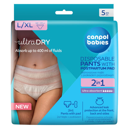 Canpol Babies - 2v1 ultra vpojne poporodne hlačke z vložkom L/XL 5 kos