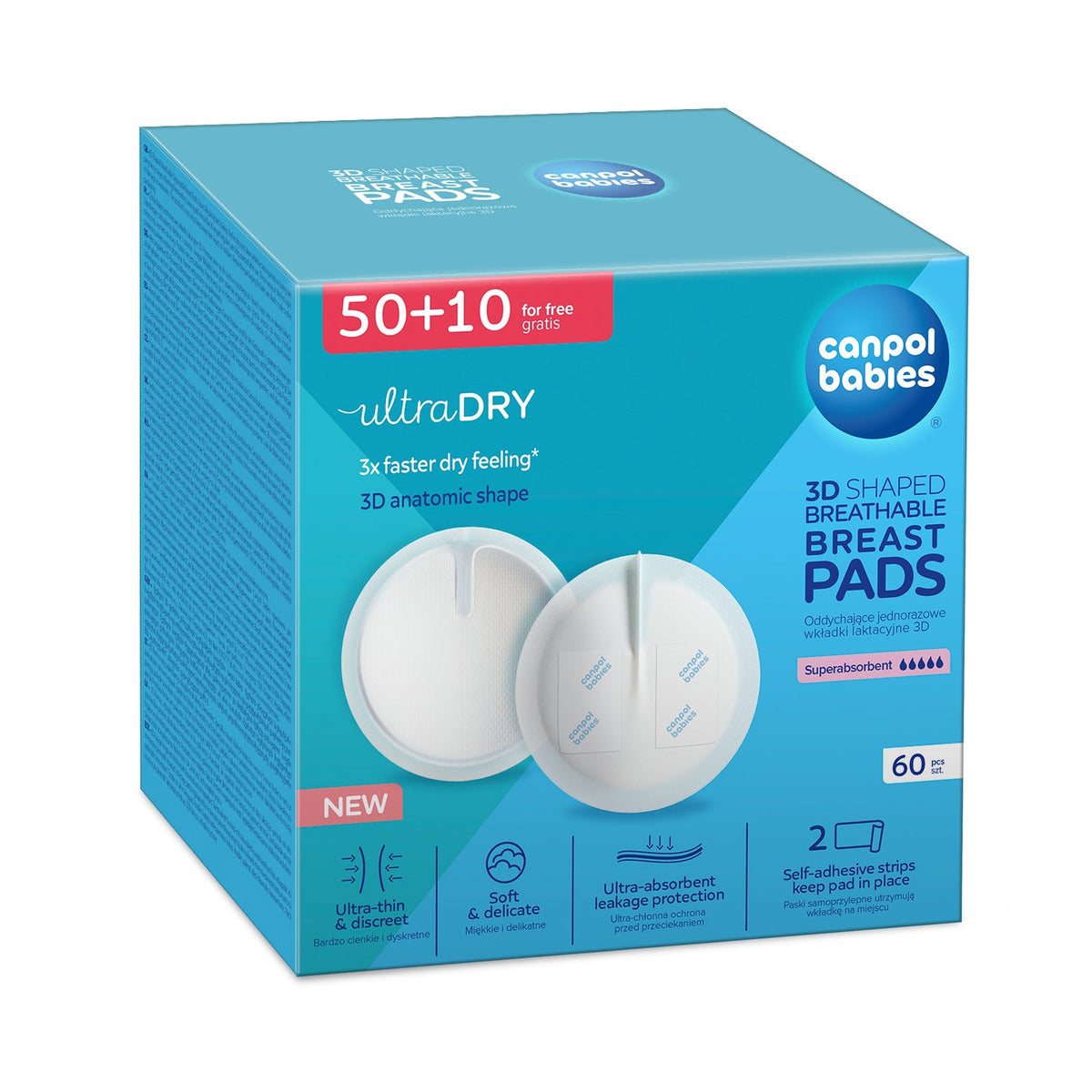 Canpol Babies - 3D Anatomsko oblikovane blazinice za dojenje 60 kos White