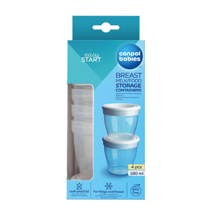 Canpol Babies - Posodice za shranjevanje mleka in hrane 4 kos 180 ml