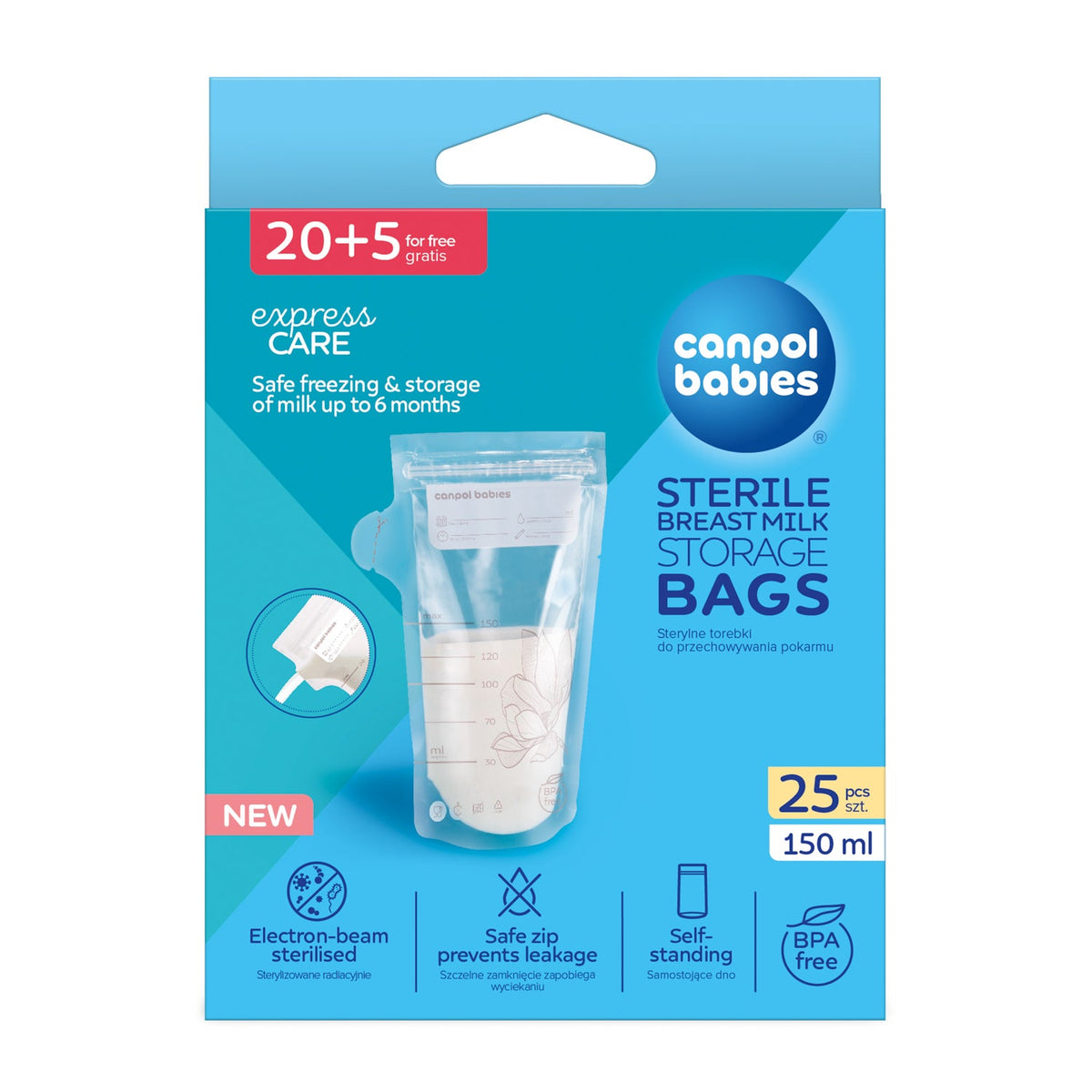 Canpol Babies - Vrečke za shranjevanje mleka 150ml 25 kos