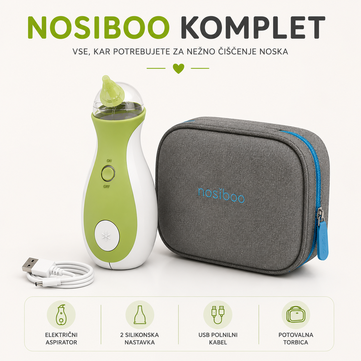 Nosiboo - Prenosni aspirator GO + potovalna torbica GO