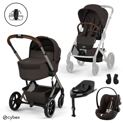 Cybex - Otroški voziček Balios S Lux z zložljivo košaro - Chocolate Brown (4v1)