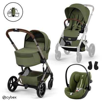 Cybex - Otroški voziček Balios S Lux z zložljivo košaro - Moss Green (3v1)