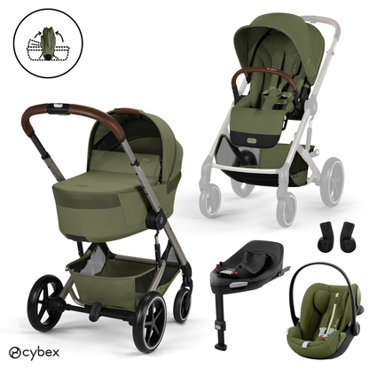 Cybex - Otroški voziček Balios S Lux z zložljivo košaro - Moss Green (4v1)