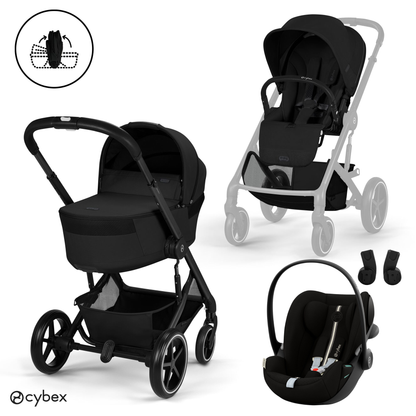 Cybex - Otroški voziček Balios S Lux z zložljivo košaro - Moon Black (3v1)
