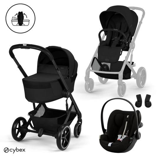 Cybex - Otroški voziček Balios S Lux z zložljivo košaro - Moon Black (3v1)