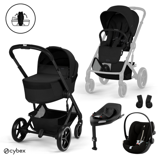 Cybex - Otroški voziček Balios S Lux z zložljivo košaro - Moon Black (4v1)