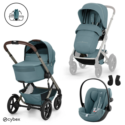 Cybex - Otroški voziček Talos S Lux z zložljivo košaro - Stormy Blue (3v1)