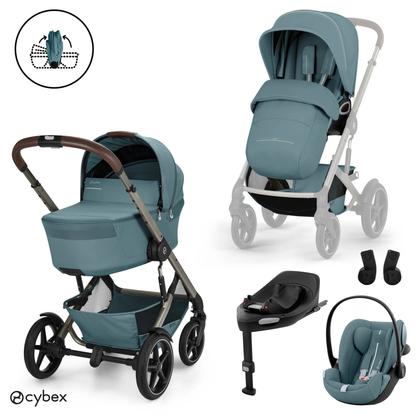 Cybex - Otroški voziček Talos S Lux z zložljivo košaro - Stormy Blue (4v1)