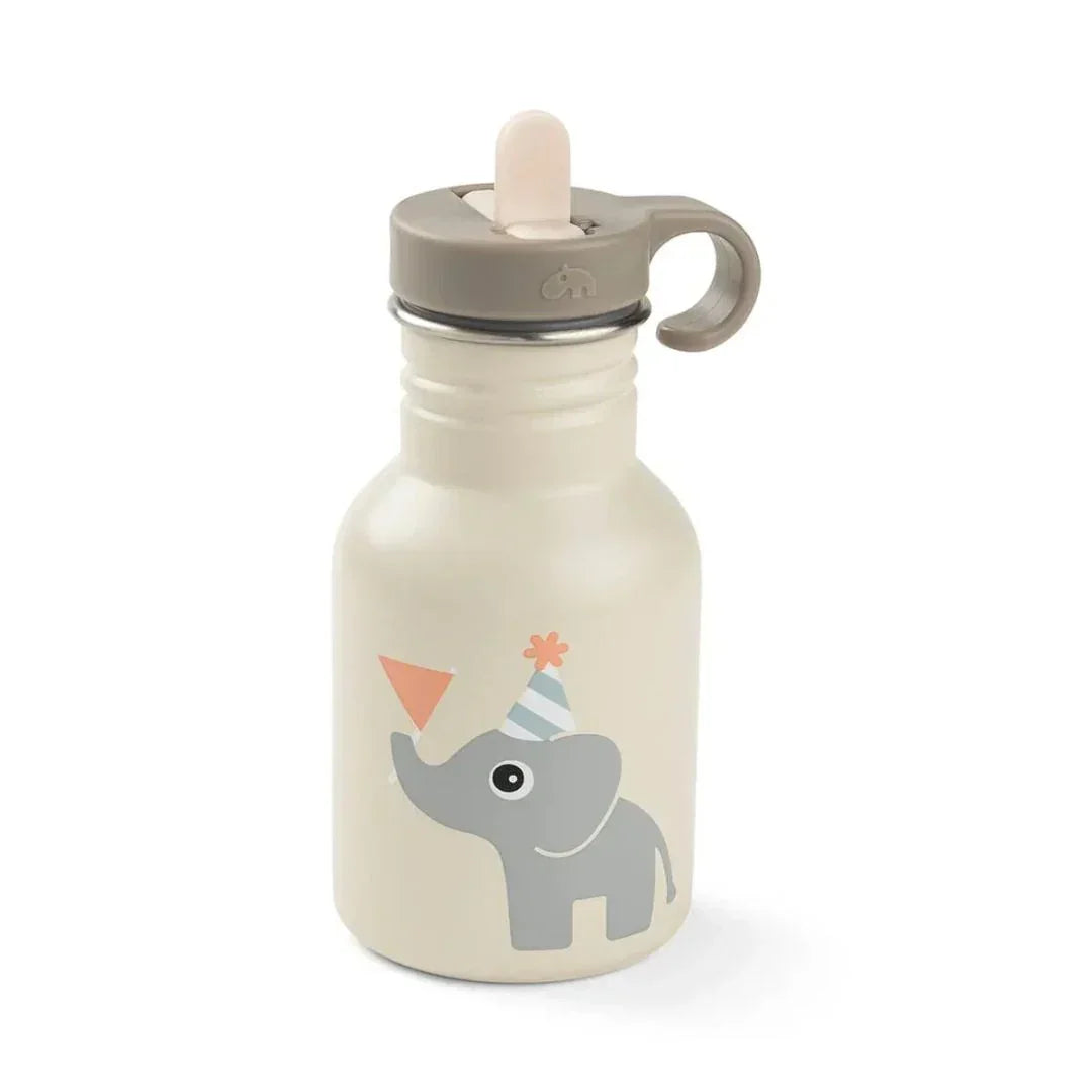 Done by Deer - Kovinska steklenička s slamico Celebration - Sand 350 ml