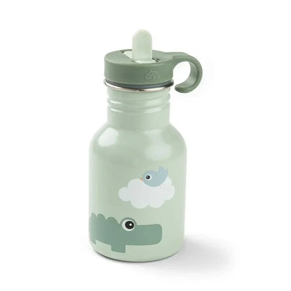 Done by Deer - Kovinska steklenička s slamico Playground - Green 350 ml
