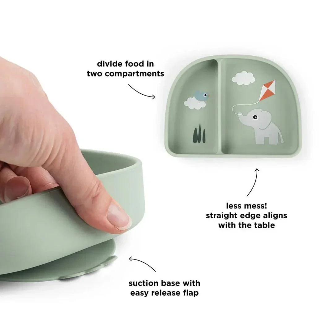 Done by Deer - Otroška deljena skledica Stick&Stay Playground - Green - DBD1869613 Luxbaby