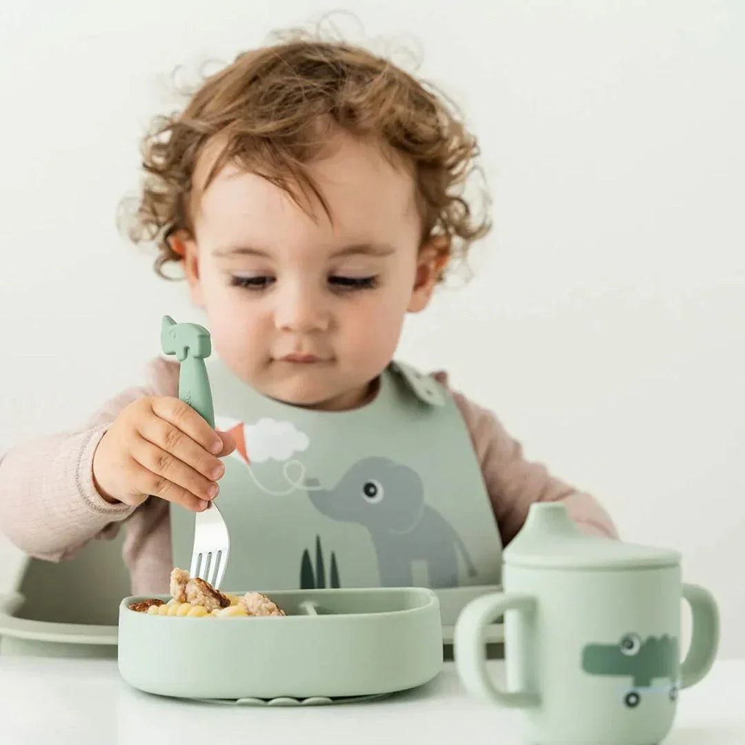 Done by Deer - Otroška deljena skledica Stick&Stay Playground - Green - DBD1869613 Luxbaby