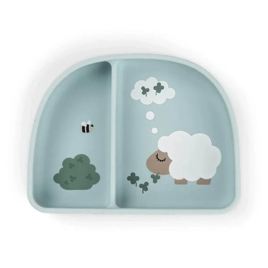 Done by Deer - Otroška deljena skledica Stick&Stay Tiny farm - Blue - DBD1869632 Luxbaby