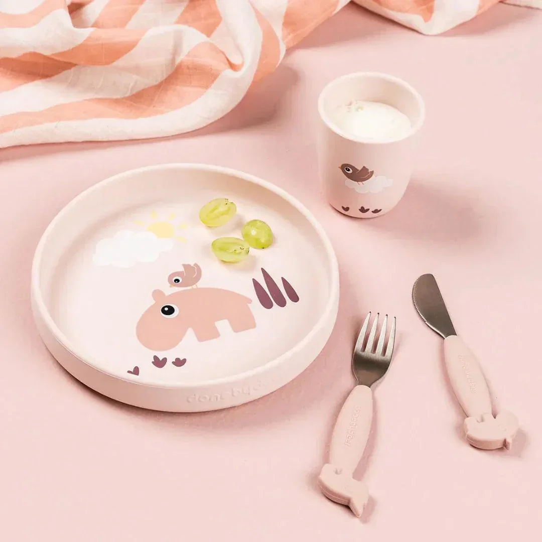 Done by Deer - Otroški krožnik Stick&Stay Playground - Powder