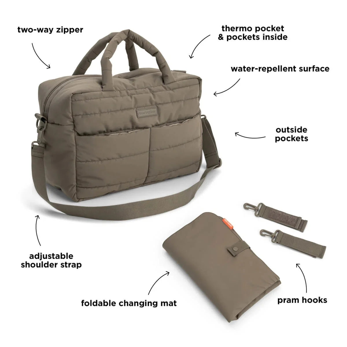 Done by Deer - Previjalna torba - Quilted Taupe
